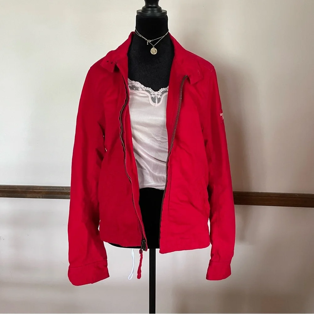 Vintage Y2K Abercrombie & Fitch Red Fall Jacket Plaid Lined Women M Preppy 2000s